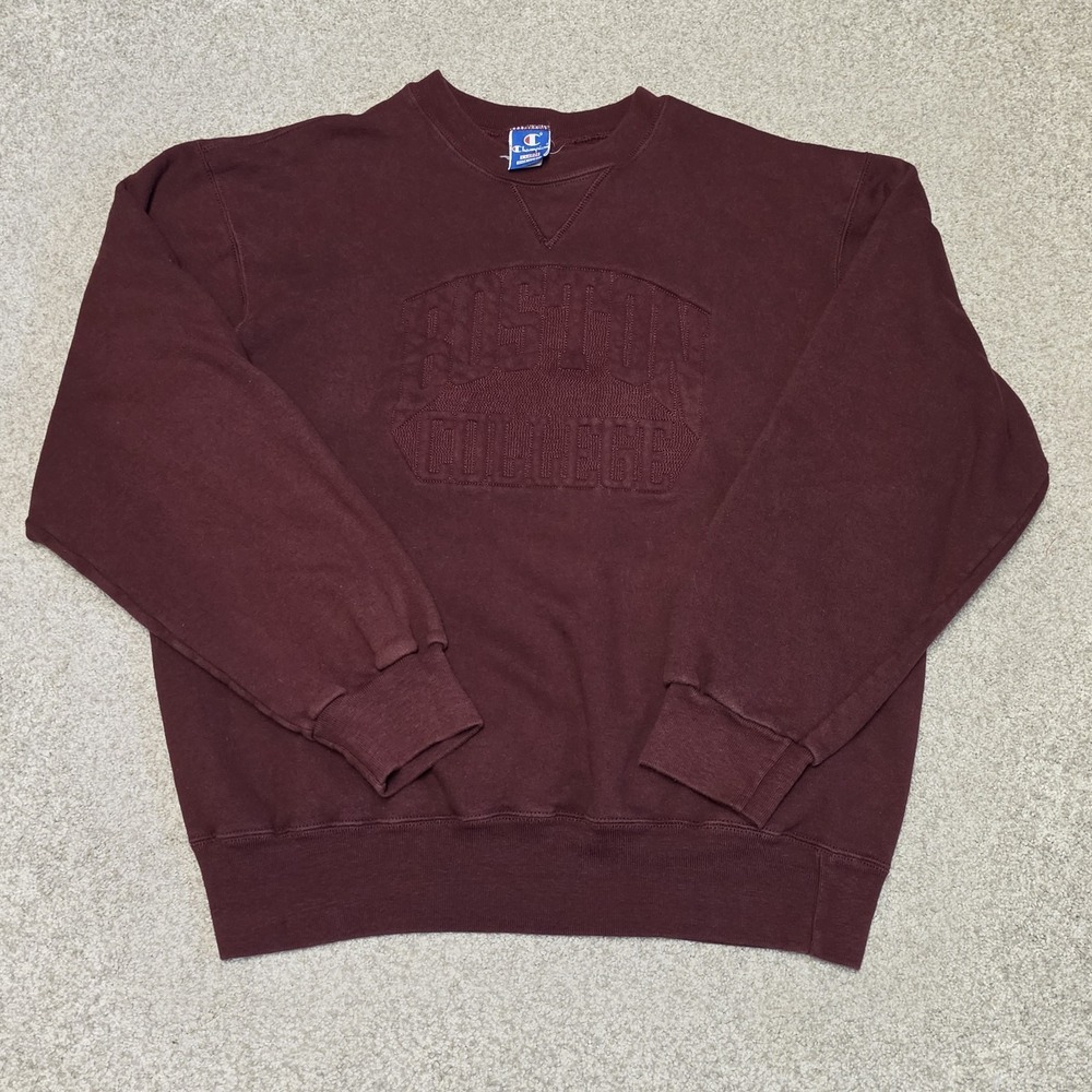 Vintage 90s Champion Boston College Sweatshirt XL USA Reverse Weave Burgundy